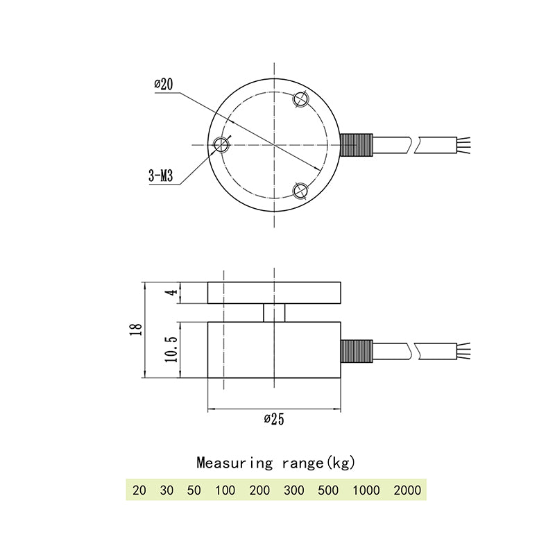 miniature load cell Type Sensor Range 20-2000kg