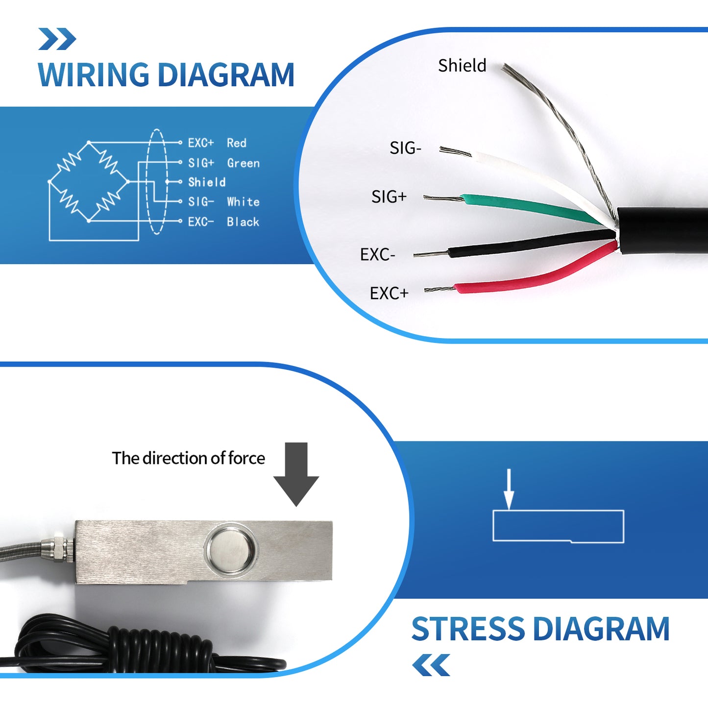 Sensor de celda de carga tipo viga Rango 3-5T 171 mm*38,1 mm - A3X1