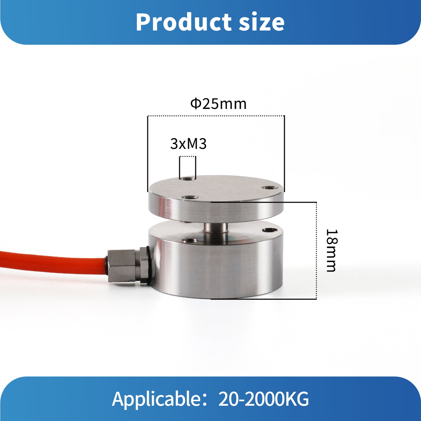 Mini Flat Diaphragm Load Cell -Range 20kg-2t - φ25 mm 18mm-A4M1-QLMH-25