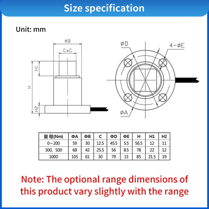 Torque sensor with touchscreen display, data export and curve visualization