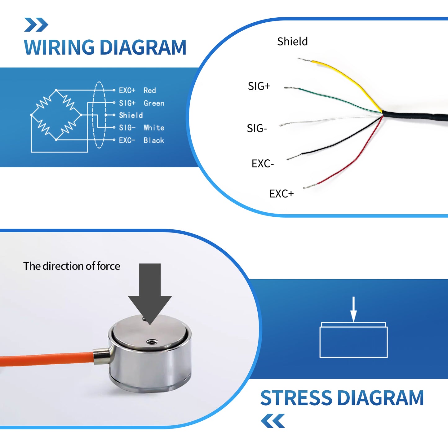 Mini Bellows Type Load Cells Sensor Range 5kg -10kg Φ15mm*9mm - A4M11
