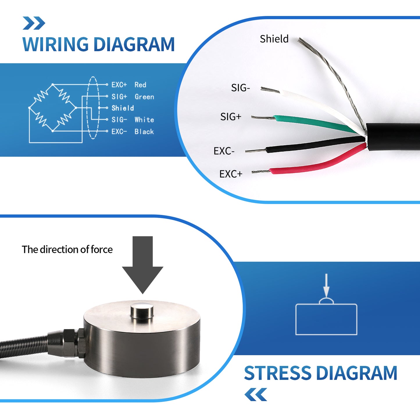 Bellows Type Load Cell Sensor Range 50KG - 10T - Φ51mm*25mm - A1M2