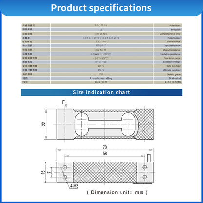 Platform Load Cell Scale Sensor Range 5-20kg 70mm*22mm*15mm -A6L4