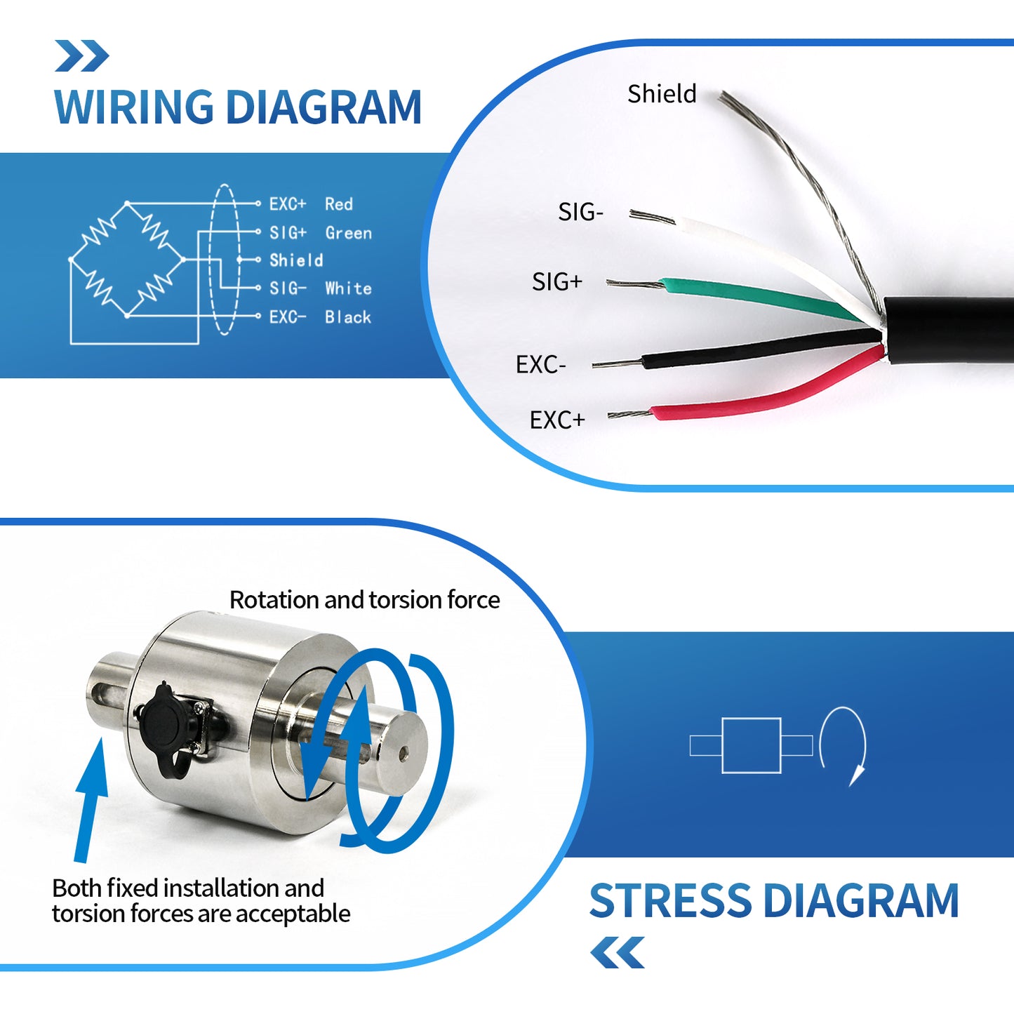 Double Keyway Static Torque Sensor Range 5-1000N.m -A9JN3
