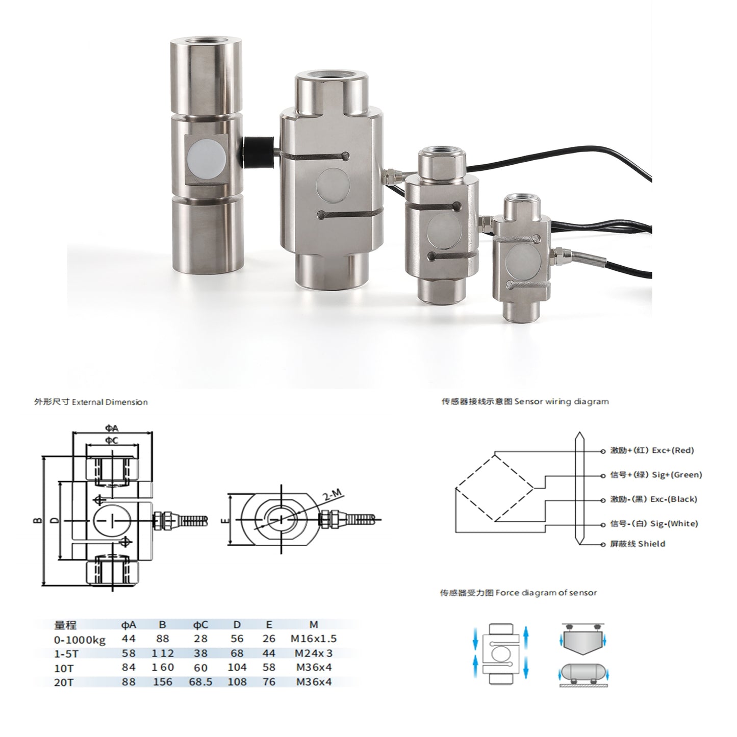 Column S Type Load Cell Sensors Range 10T-20T  - A1S2