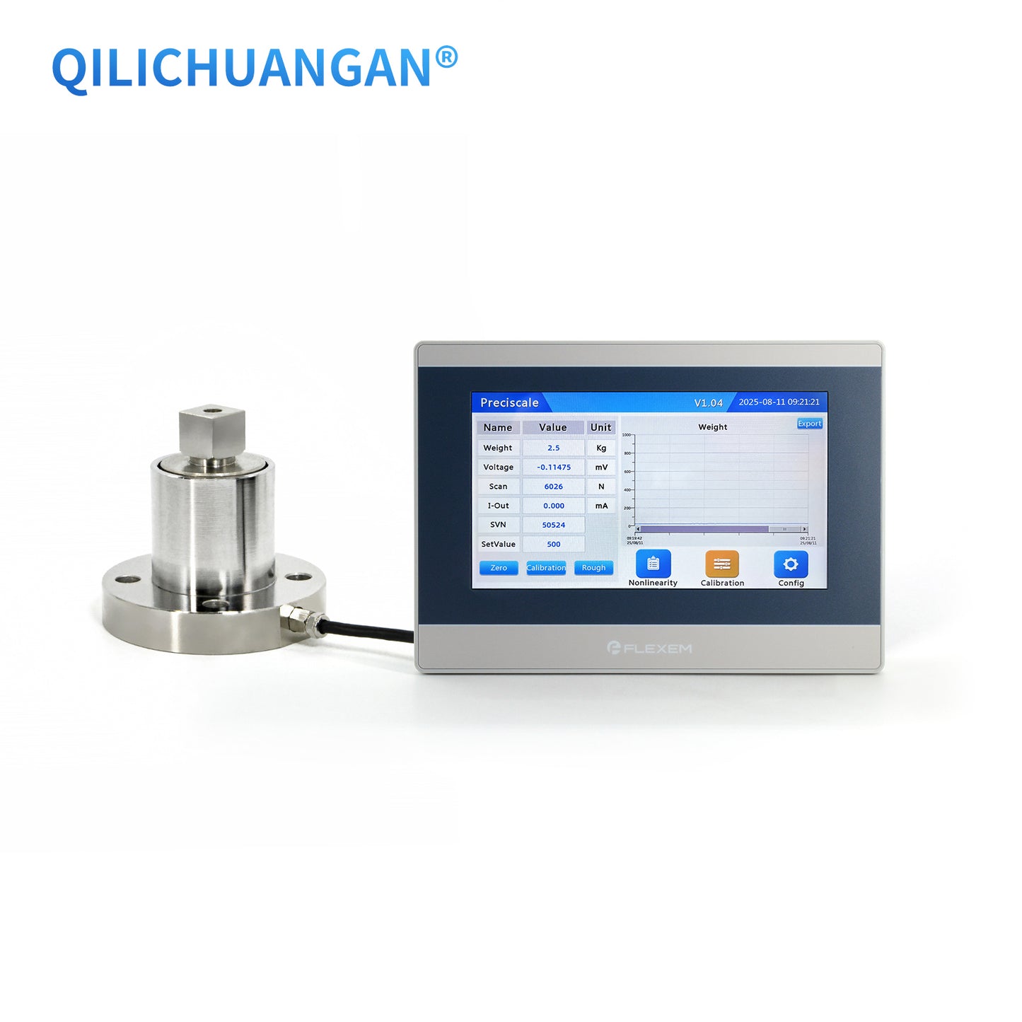 Torque sensor with touchscreen display, data export and curve visualization