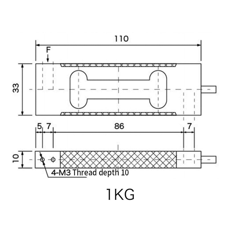 Mini Beam Type Load Cell Scale Sensor Range 0-1kg  110mm*33mm*10mm - A6L1