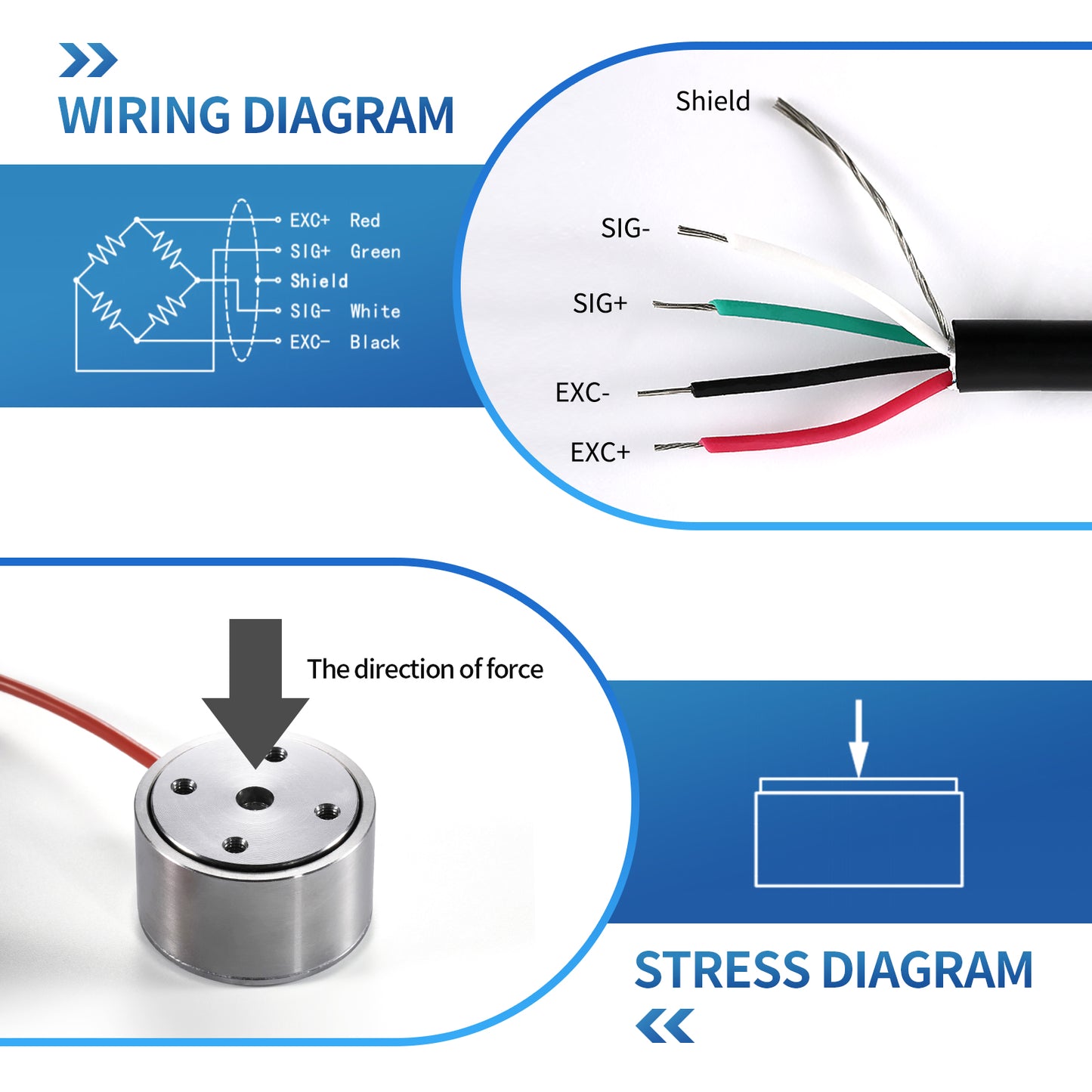 Bellow Type Load Cell Weigh Force Sensors Range 5kg-2T -Φ41.2mm*25mm - A4M6