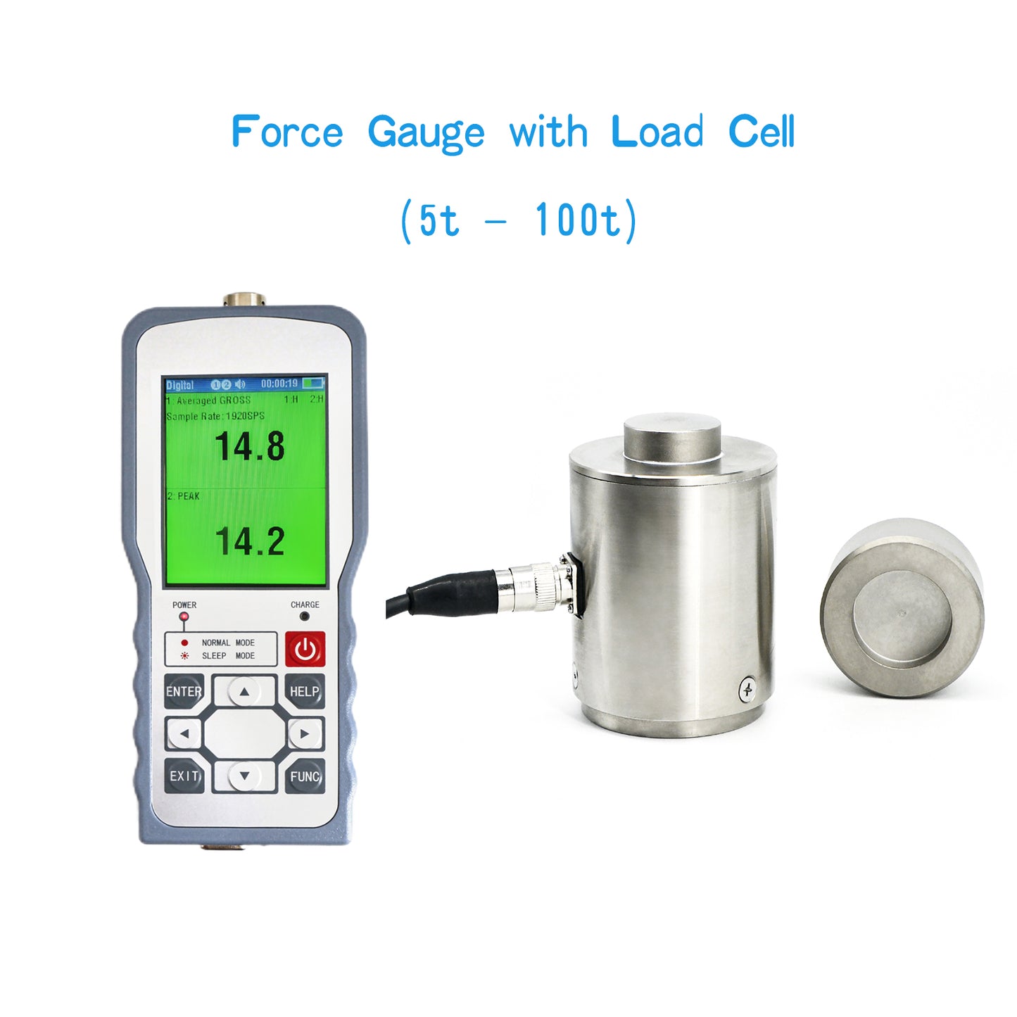 Digital Force Gauge with Load Cell Sensor Test Force Weight Pressure 5T-100T