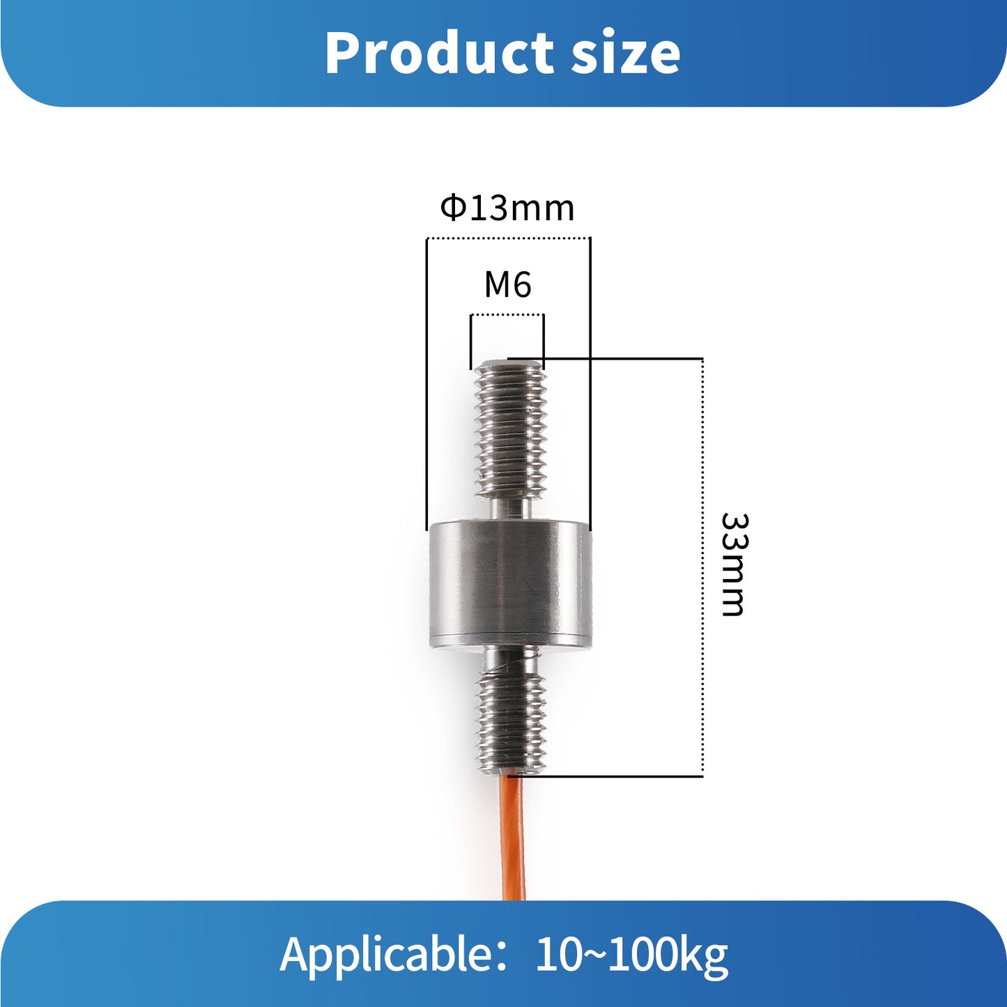 Mini Load Cell Sensor Test Tension Compression Range 10kg-500kg Φ13mm*33mm - A4M9