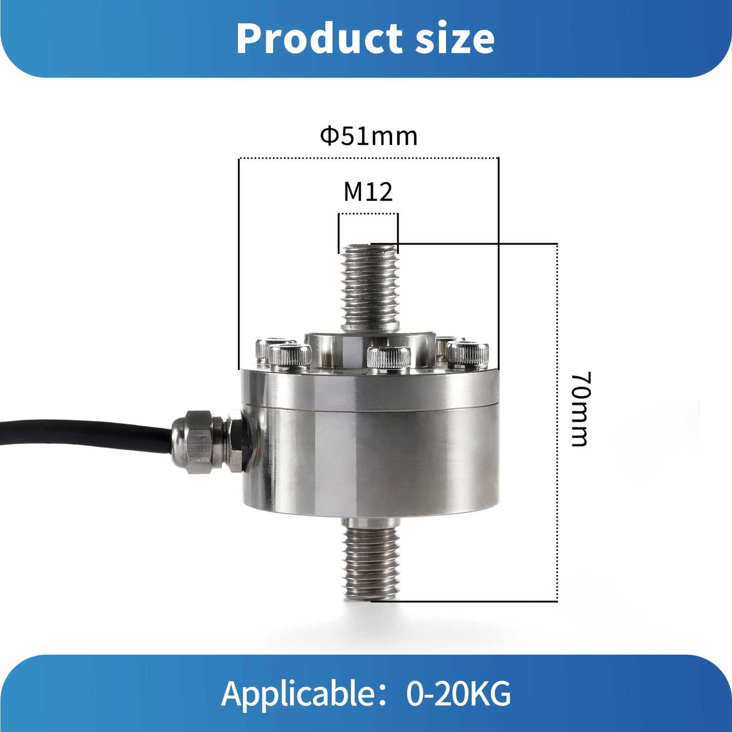 Bellows Type Load Cell Test Tension Compression Range 50KG -2T  71mm*Φ51mm - A4M5