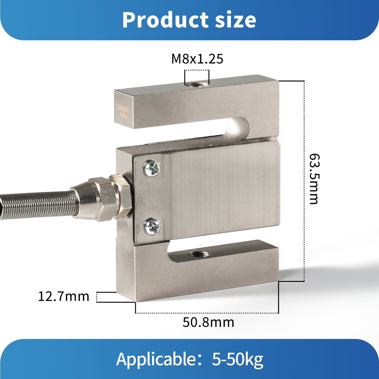 High Precision S Type Load Cell Sensor Range 5-50kg 63.5mm*50.8mm12.7mm - A1S3