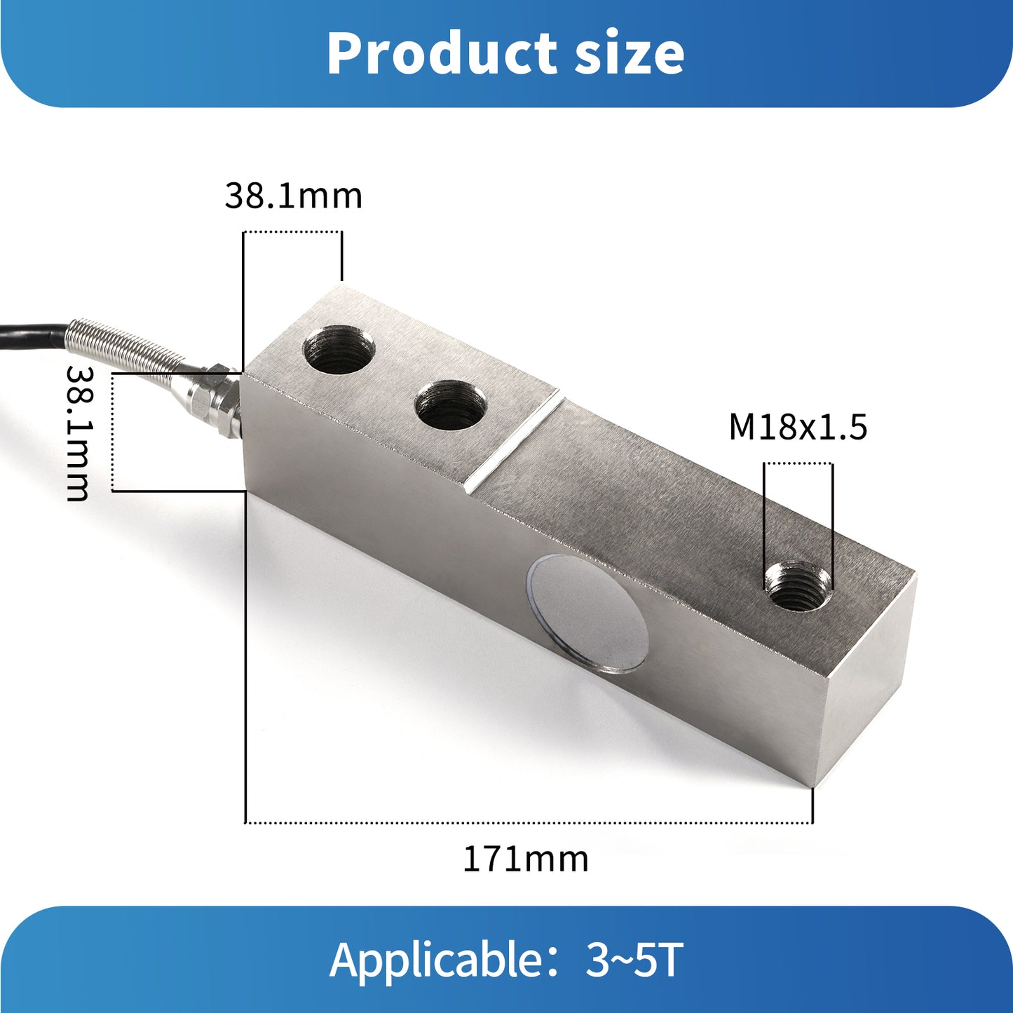 Beam Type Load Cell Sensor Range 3-5T 171mm*38.1mm -A3X1