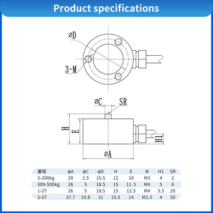 Mini Point Load Cell Sensor Range 5kg-700kg -A1M4
