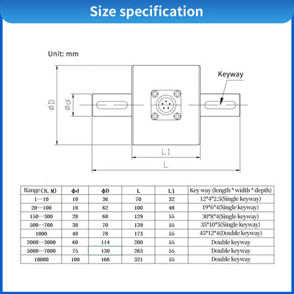 Double Keyway Static Torque Sensor Range 5-1000N.m -A9JN3
