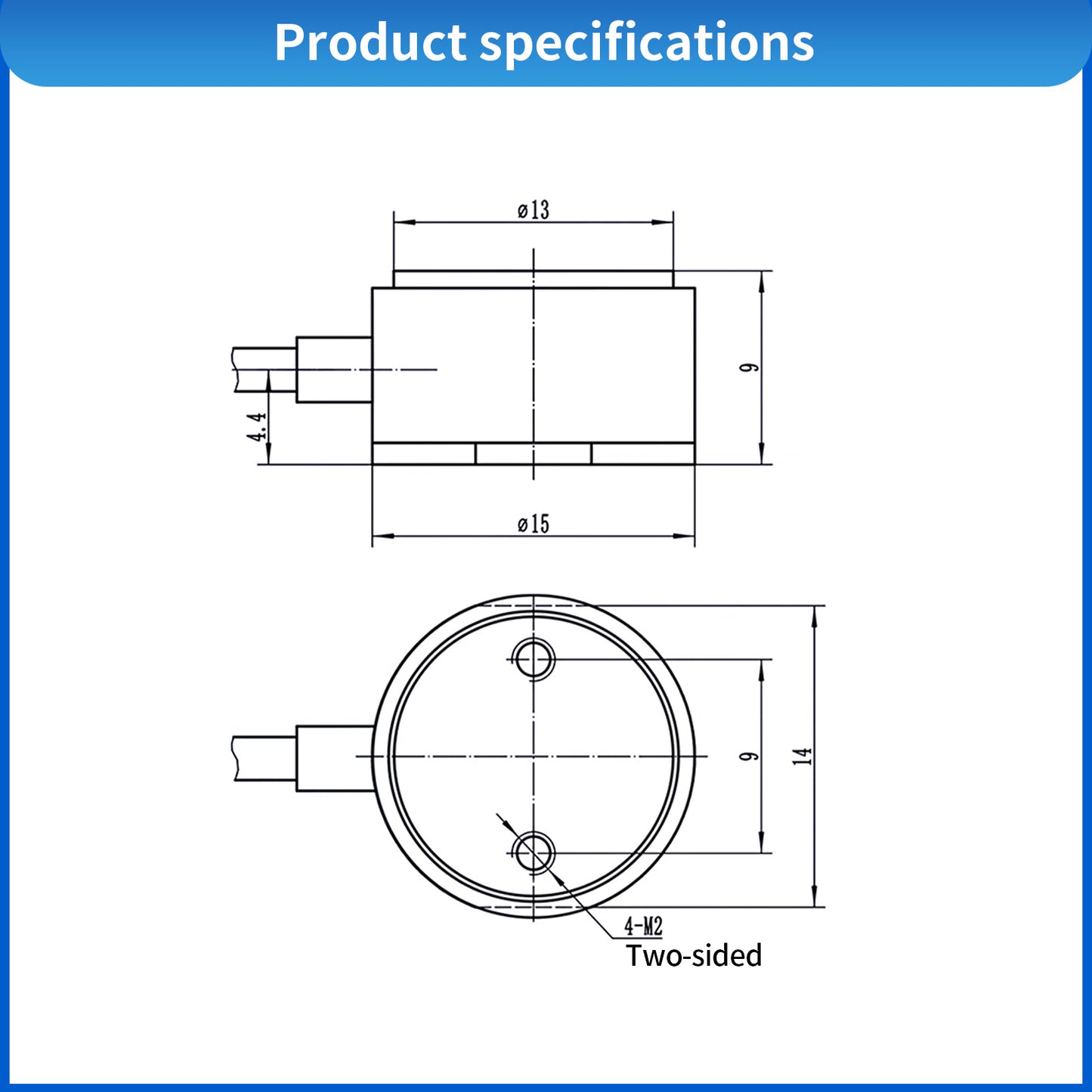 Sensor de celdas de carga tipo fuelle mini, rango de medición de 5 kg a 10 kg, Φ15 mm x 9 mm - A4M11 